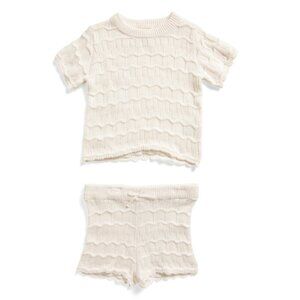 JESSICA SIMPSON Sea Salt Toddler Girls 2pc Crochet Shorts Set